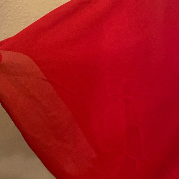 Cranberry red blouse  by Celly K. Beaded neckline with chiffon over - Picture 3 of 8